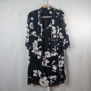 J Howard Black & White Floral Dress Sz 16